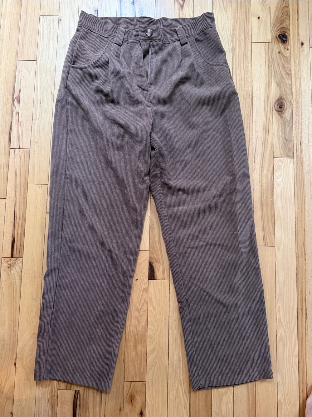HALARA Brown Corduroy High-Rise Trousers